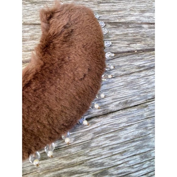 Vintage 1950s Brown Mink fur Collar/Necklace With Glass Dangle Beads - Picture 16 of 16